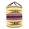 Grand panier bolga naturel motif rose noir – Image 2