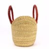 Petit panier bolga naturel avec anses en cuir orange - Image 3