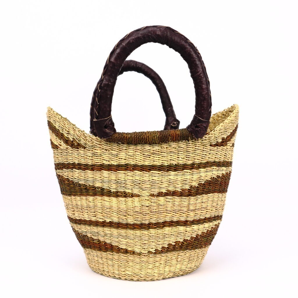 PETIT PANIER BOLGA NATUREL AVEC TRIANGLES MARRON