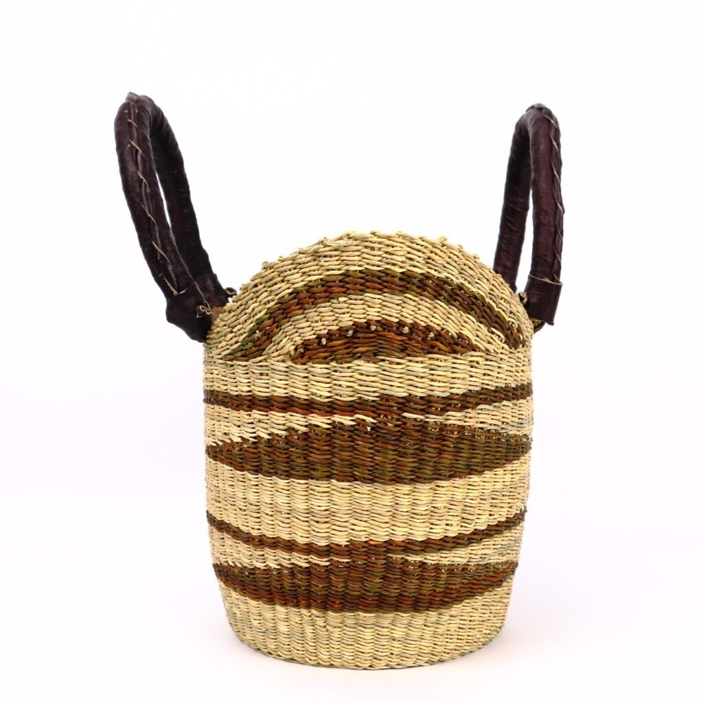PETIT PANIER BOLGA NATUREL AVEC TRIANGLES MARRON – Image 3