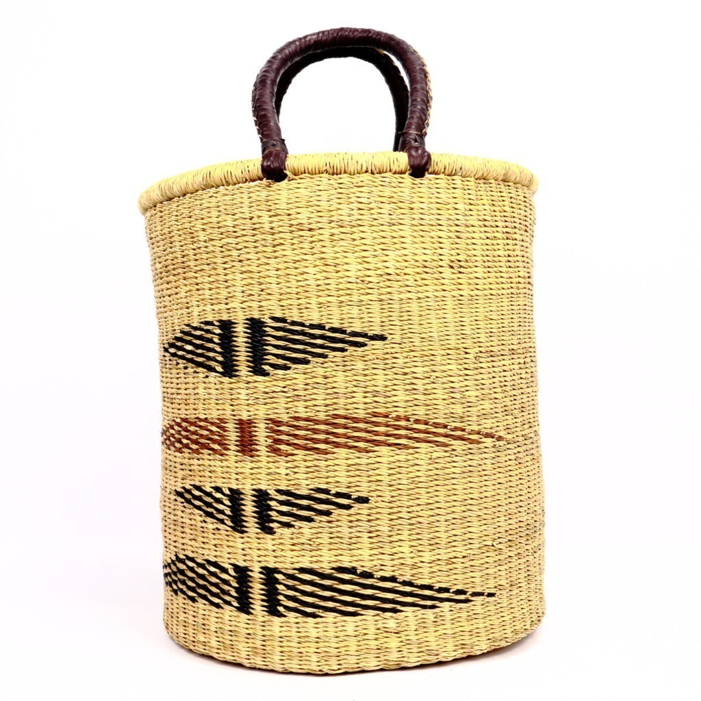 Petit panier bolga naturel motif noir brun