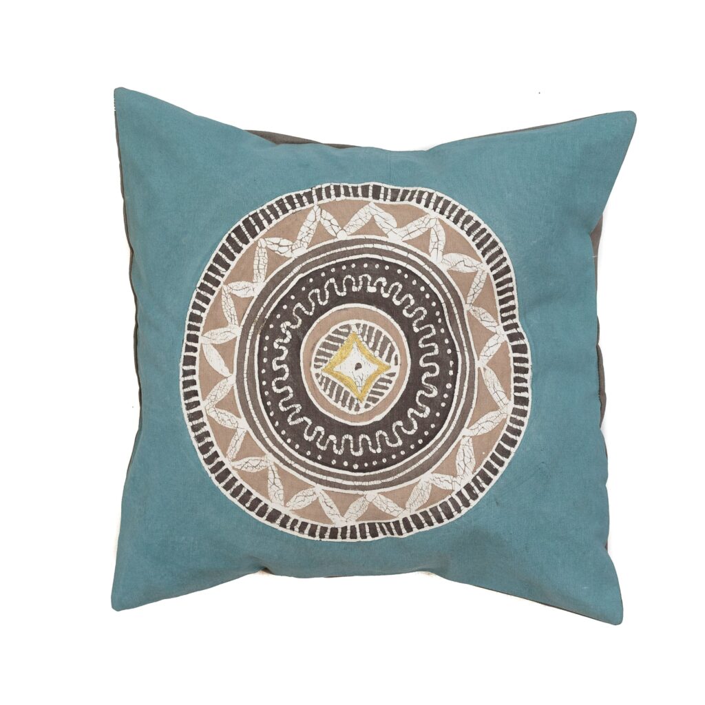 Housse de coussin africain circles teal