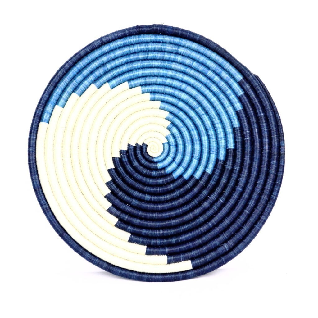 Dessous de plat africain tissé mix de bleu blanc #2