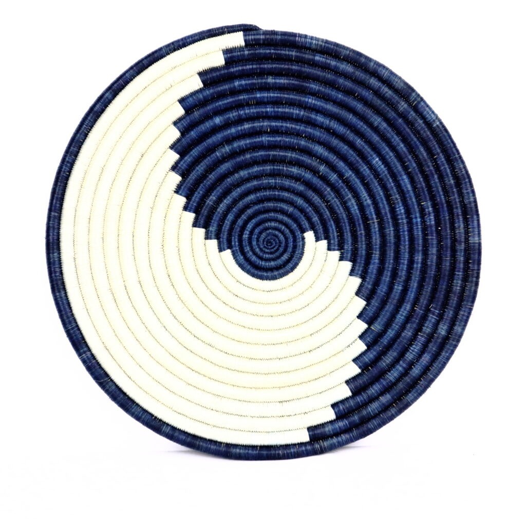 Dessous de plat africain tissé mix de bleu blanc #4