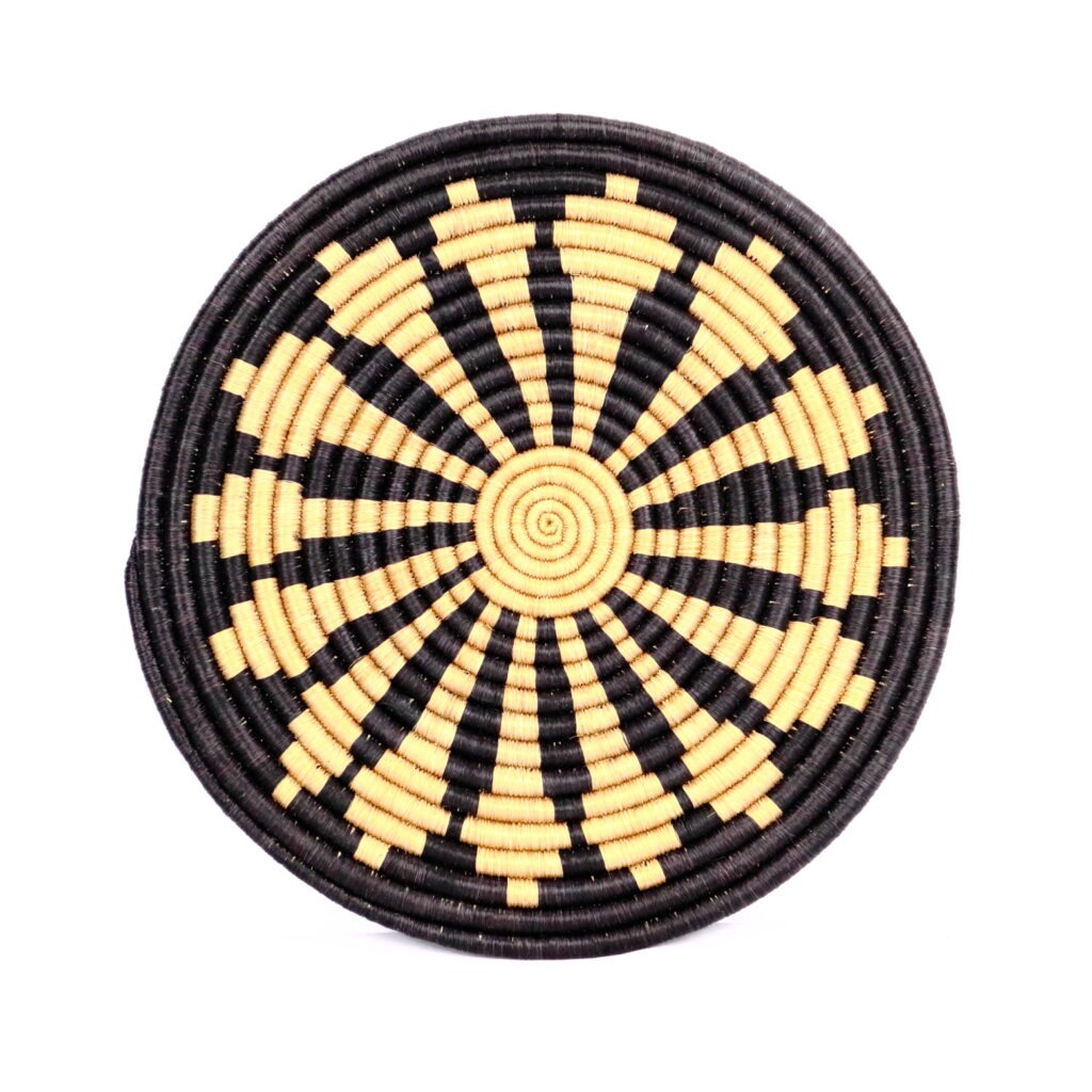 Dessous de plat moyen africain tissé beige noir #1