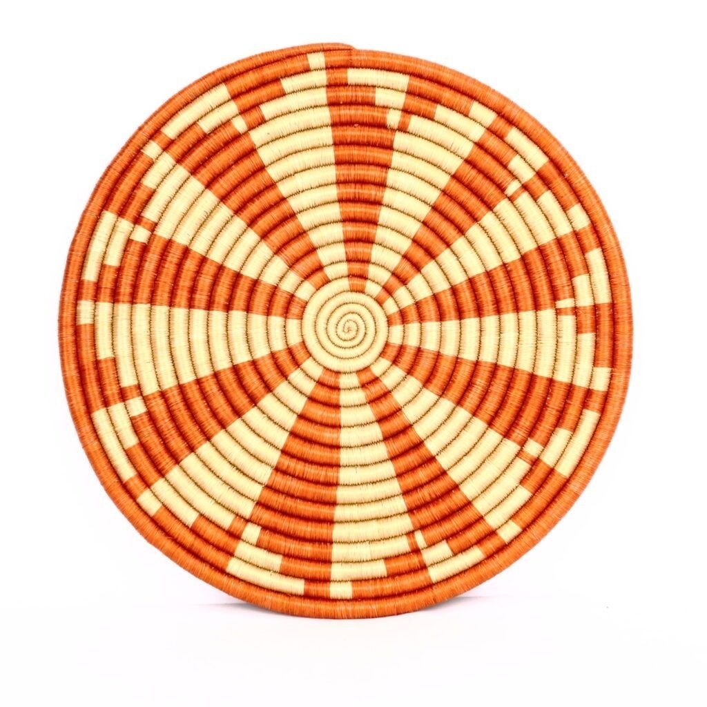 Dessous de plat moyen africain tissé beige orange #1