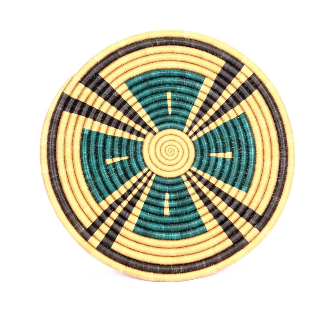 Dessous de plat moyen africain tissé vert beige #1