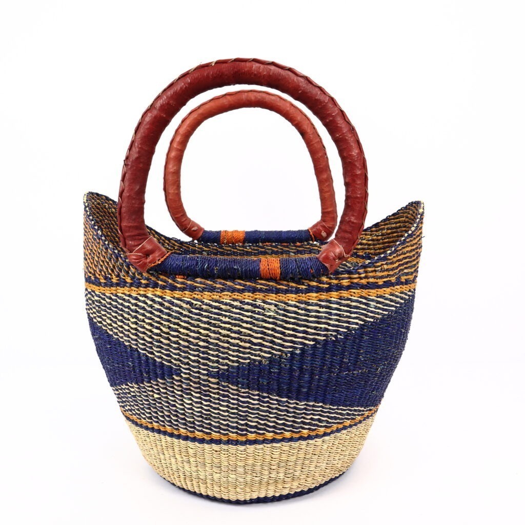 Grand panier bolga mix orange bleu #1