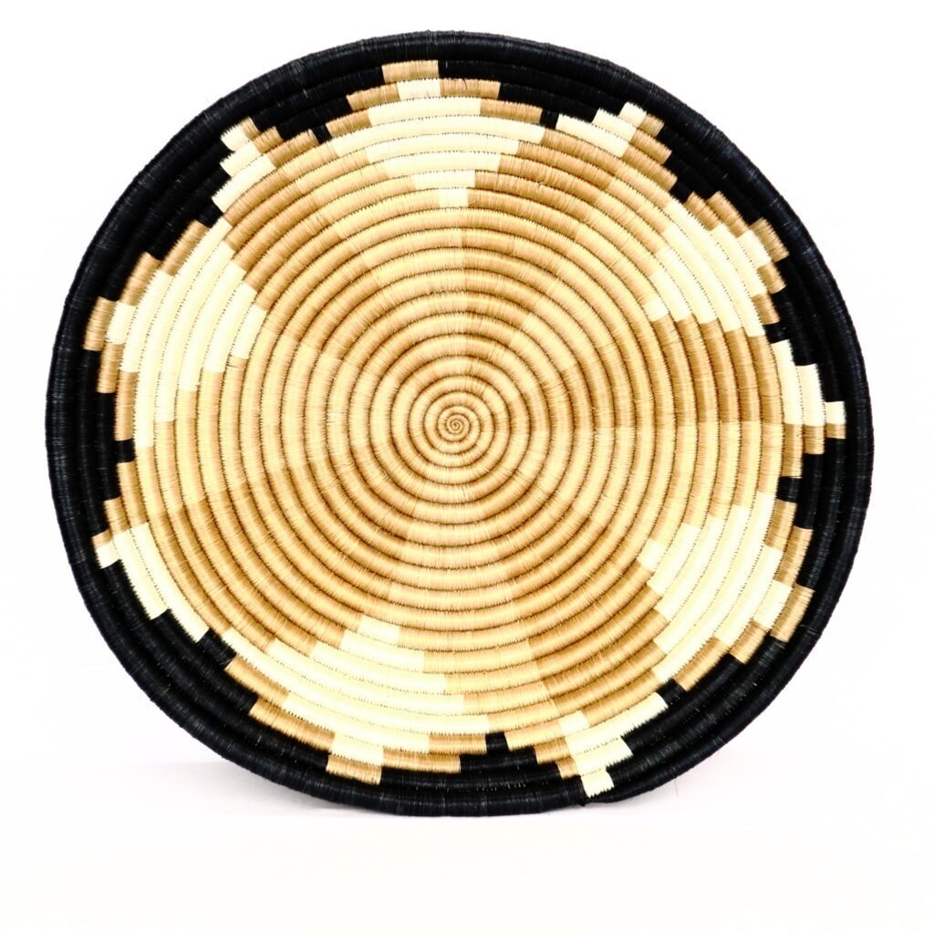 Panier africain tissé mix de beige blanc noir #1