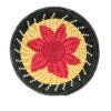 Panier africain tissé vert beige fleur rouge #1