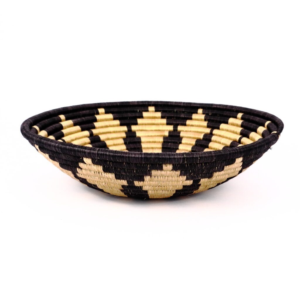 Panier moyen africain tissé beige noir #1