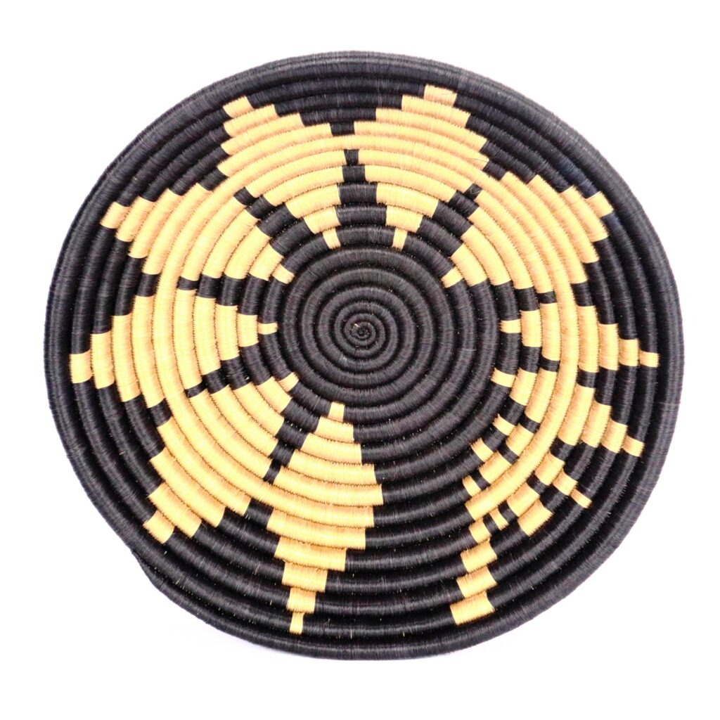 Panier moyen africain tissé beige noir #2
