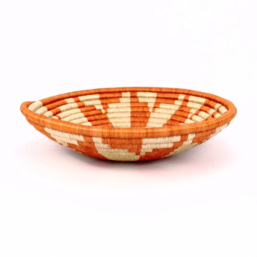 Panier moyen africain tissé beige orange #1