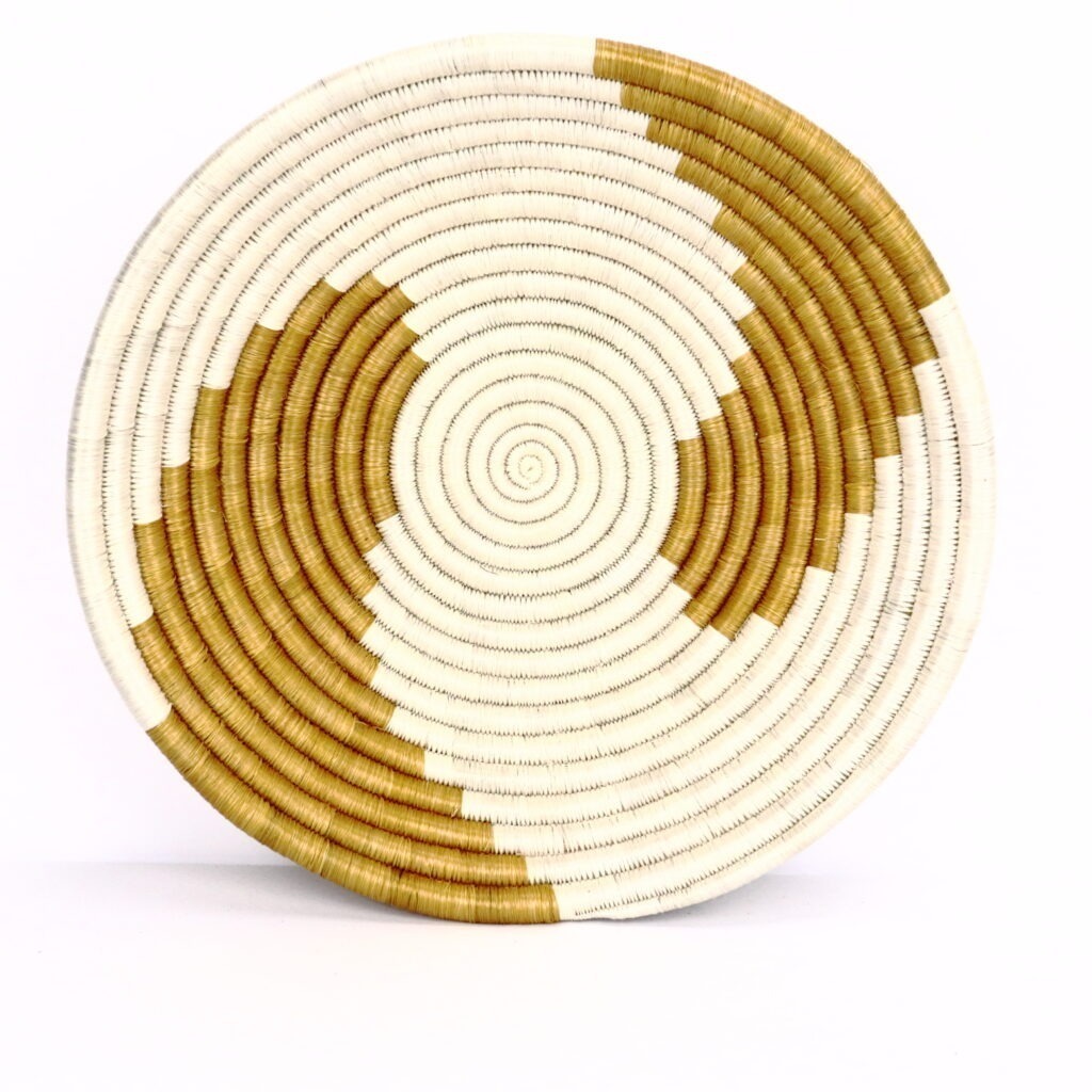 Panier moyen africain tissé blanc beige #2
