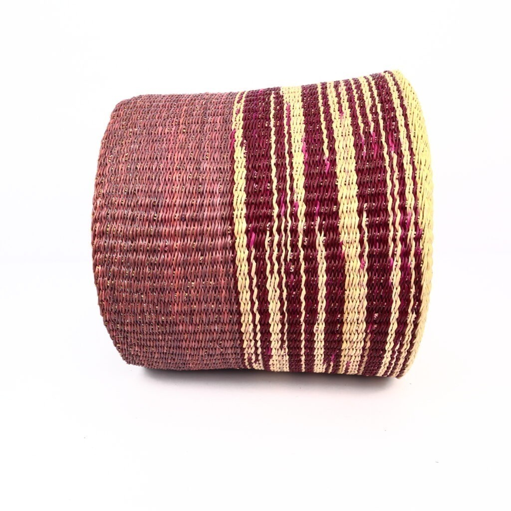 Panier moyen bolga bicolore bordeaux naturel – Image 3