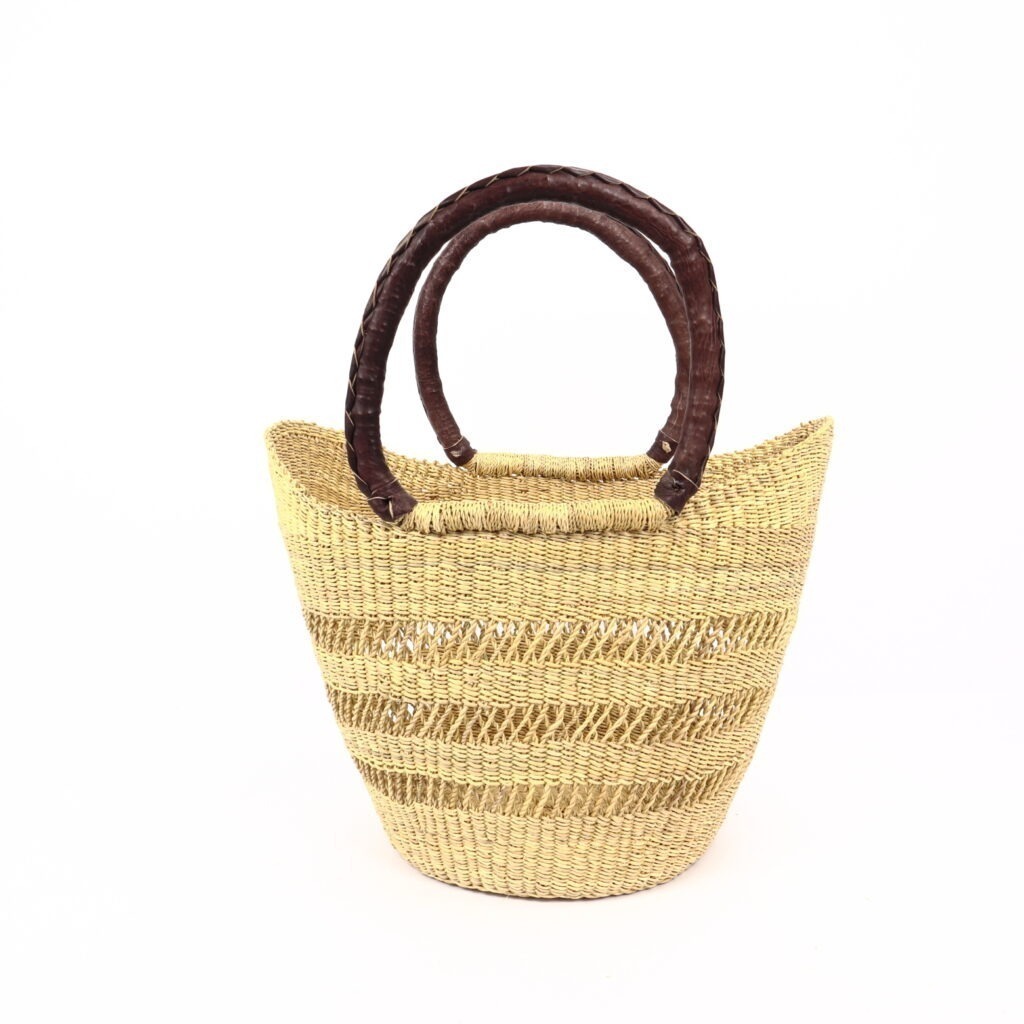 Panier moyen bolga naturel ajouré cuir marron