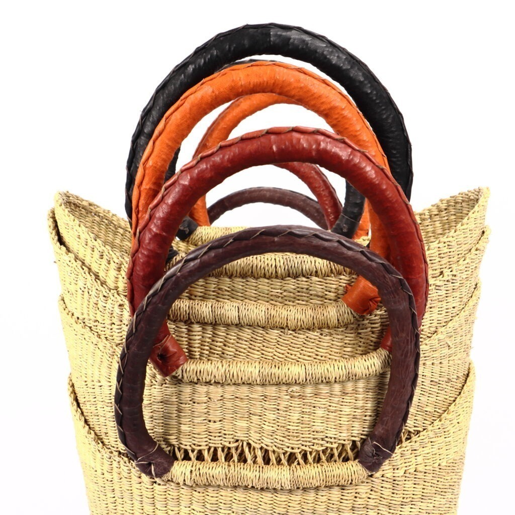 Panier moyen bolga naturel ajouré cuir noir – Image 4