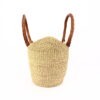 Panier moyen bolga naturel avec anses en cuir camel #1 – Image 2