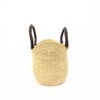 Panier moyen bolga naturel avec anses en cuir marron #1 – Image 2