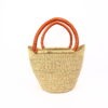 Panier moyen bolga naturel avec anses en cuir orange #1