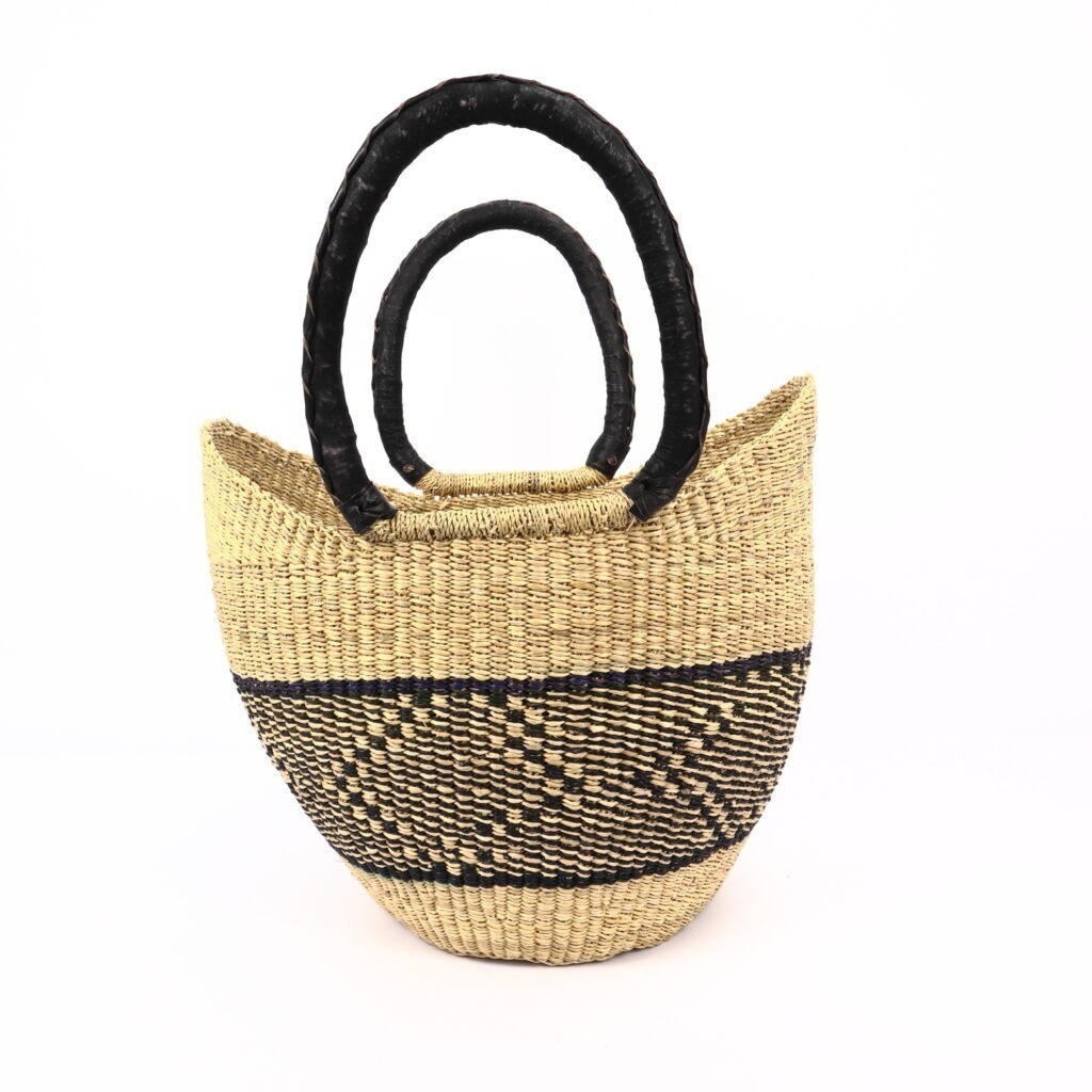 Panier moyen bolga naturel avec bande noire