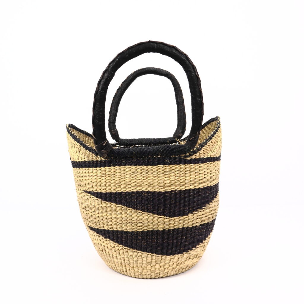 Panier moyen bolga naturel avec triangles noir #1