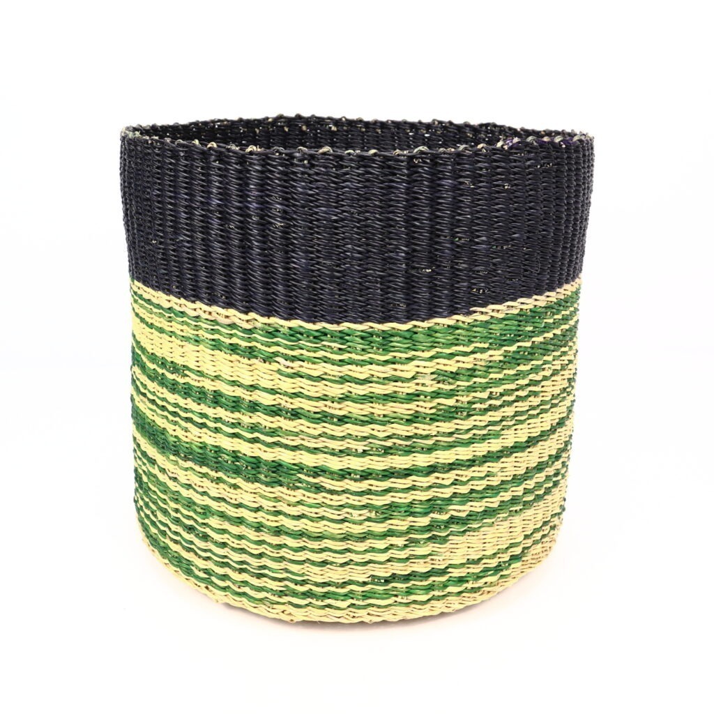 Panier moyen bolga tricolore noir vert naturel