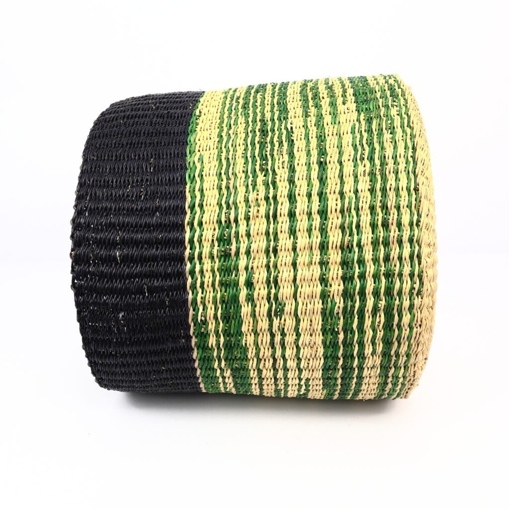Panier moyen bolga tricolore noir vert naturel – Image 3
