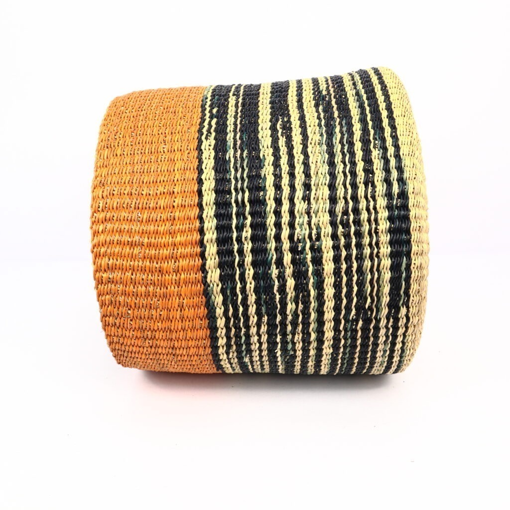 Panier moyen bolga tricolore orange noir naturel – Image 3