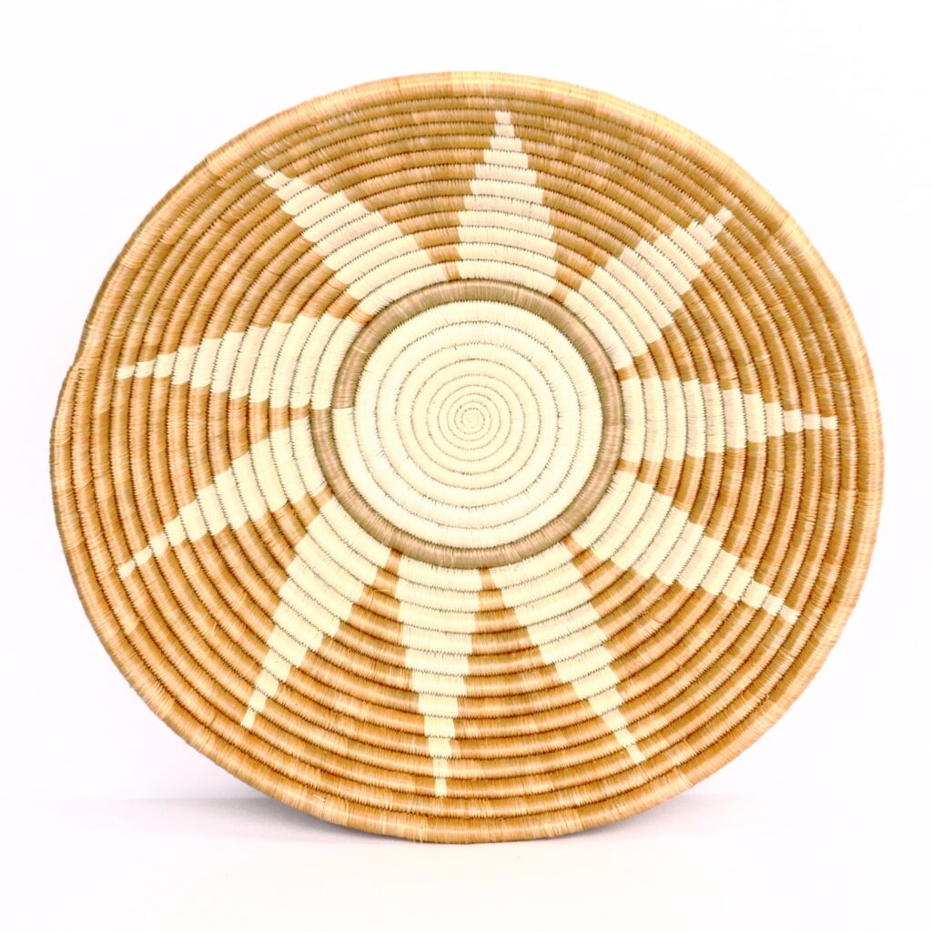 Panier moyen rwanda tissé soleil beige #1