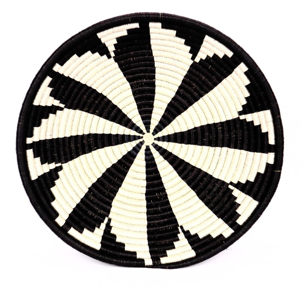 Panier rwanda tissé noir blanc #1