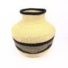 Panier tissé forme jarre mix naturel bande noire