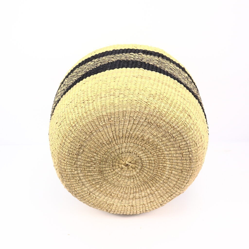 Panier tissé forme jarre mix naturel bande noire – Image 3