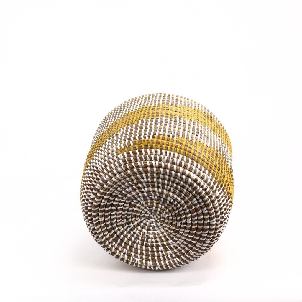 Petit panier africain blanc jaune spirales XS – Image 3