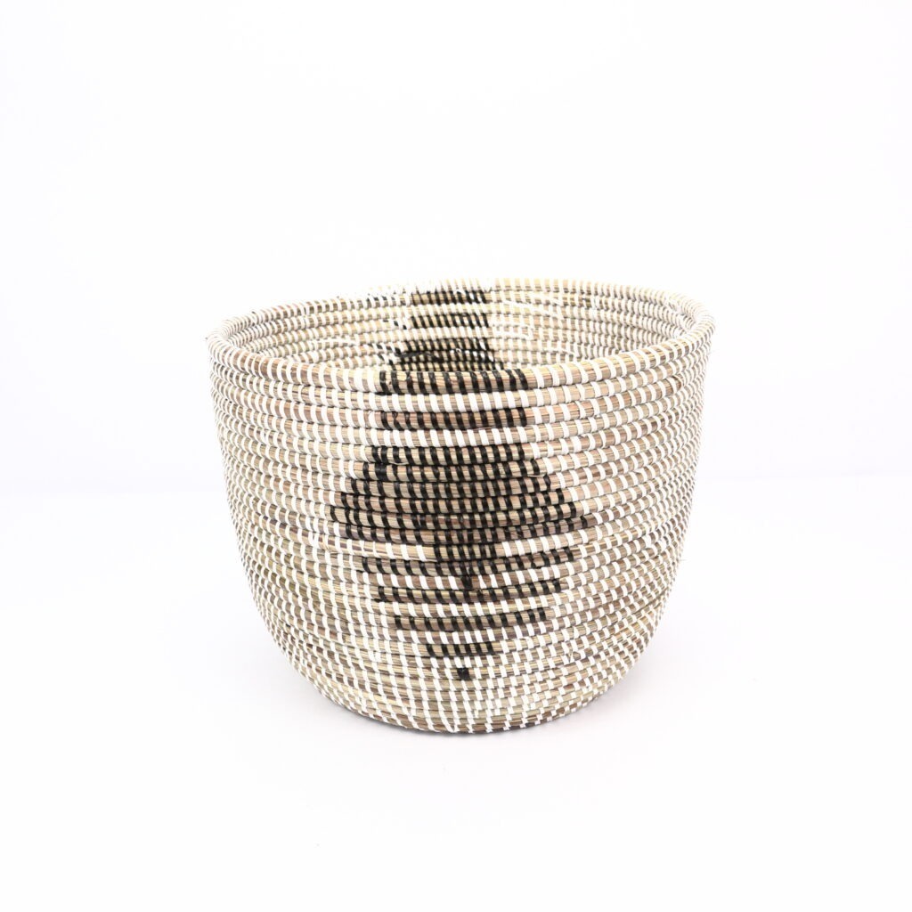 Petit panier africain blanc motif noir XS