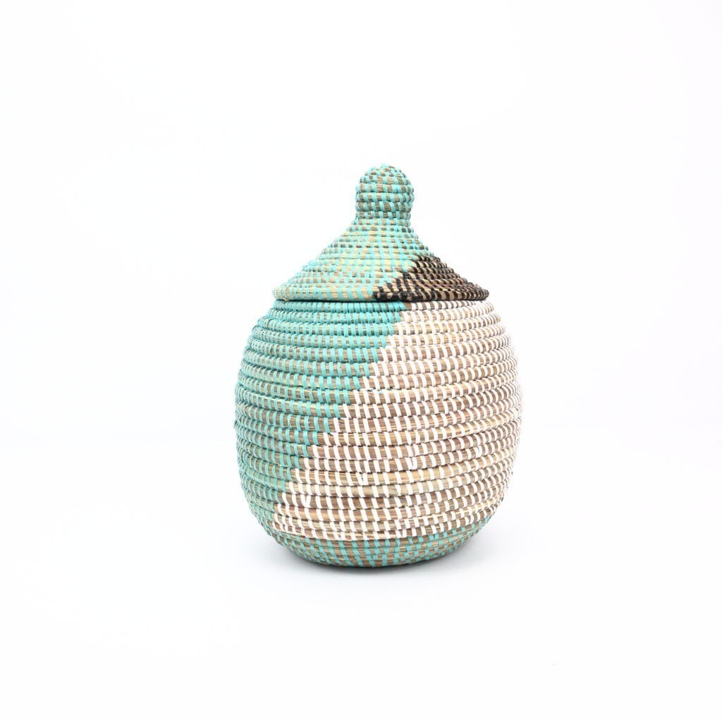 SMALL BASKET WHITE GREEN STAIRS XS