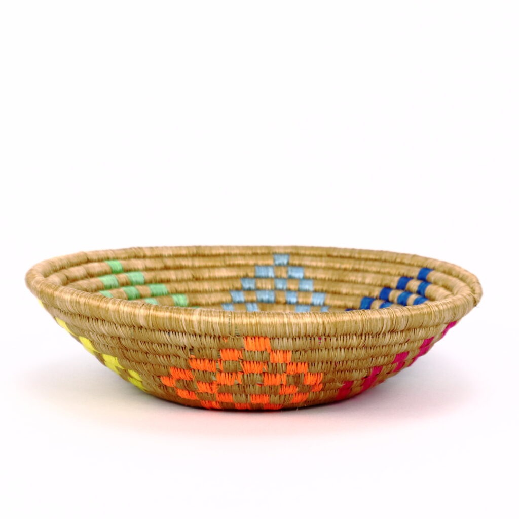 Petit panier africain tissé beige losanges multi #1