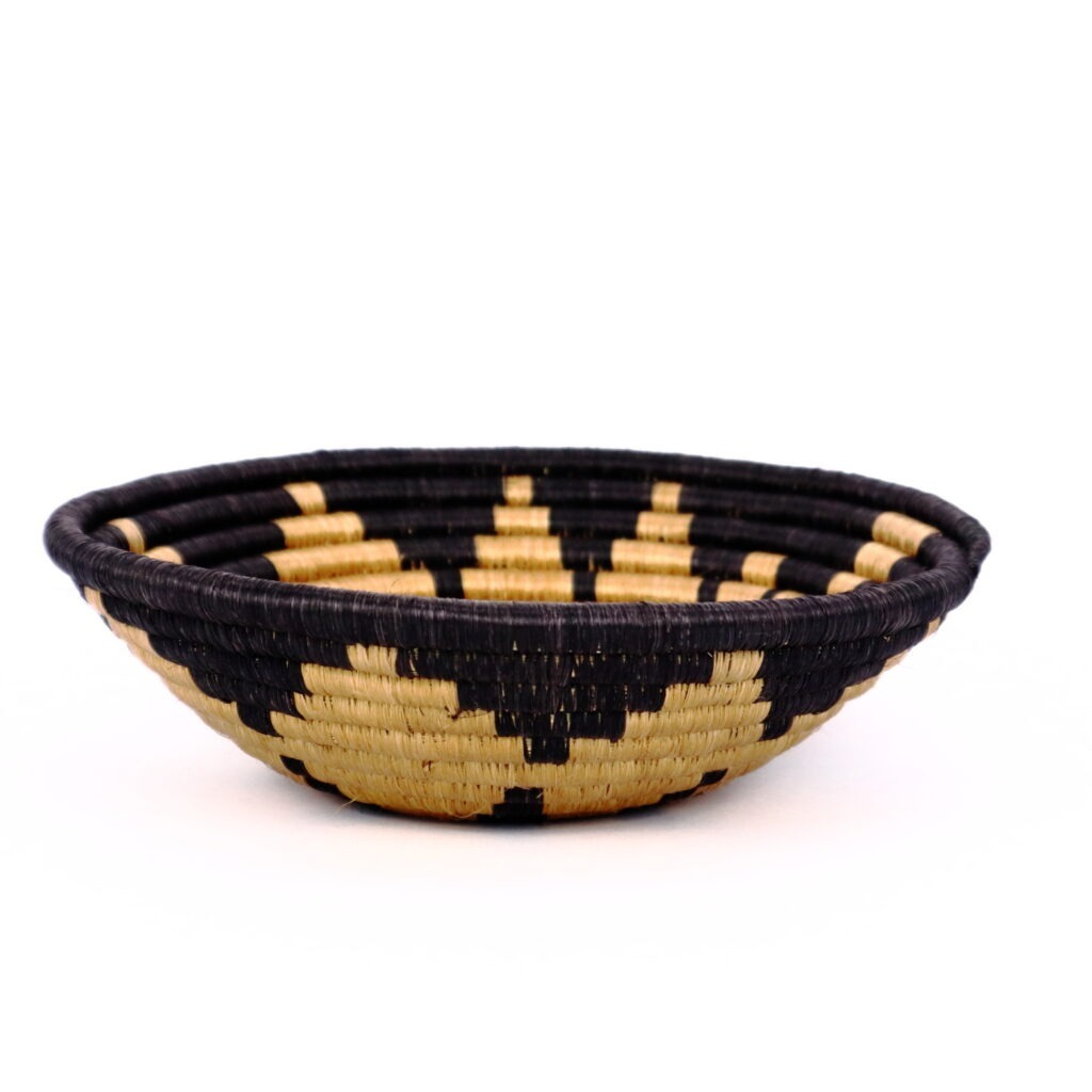 Petit panier africain tissé beige noir #2
