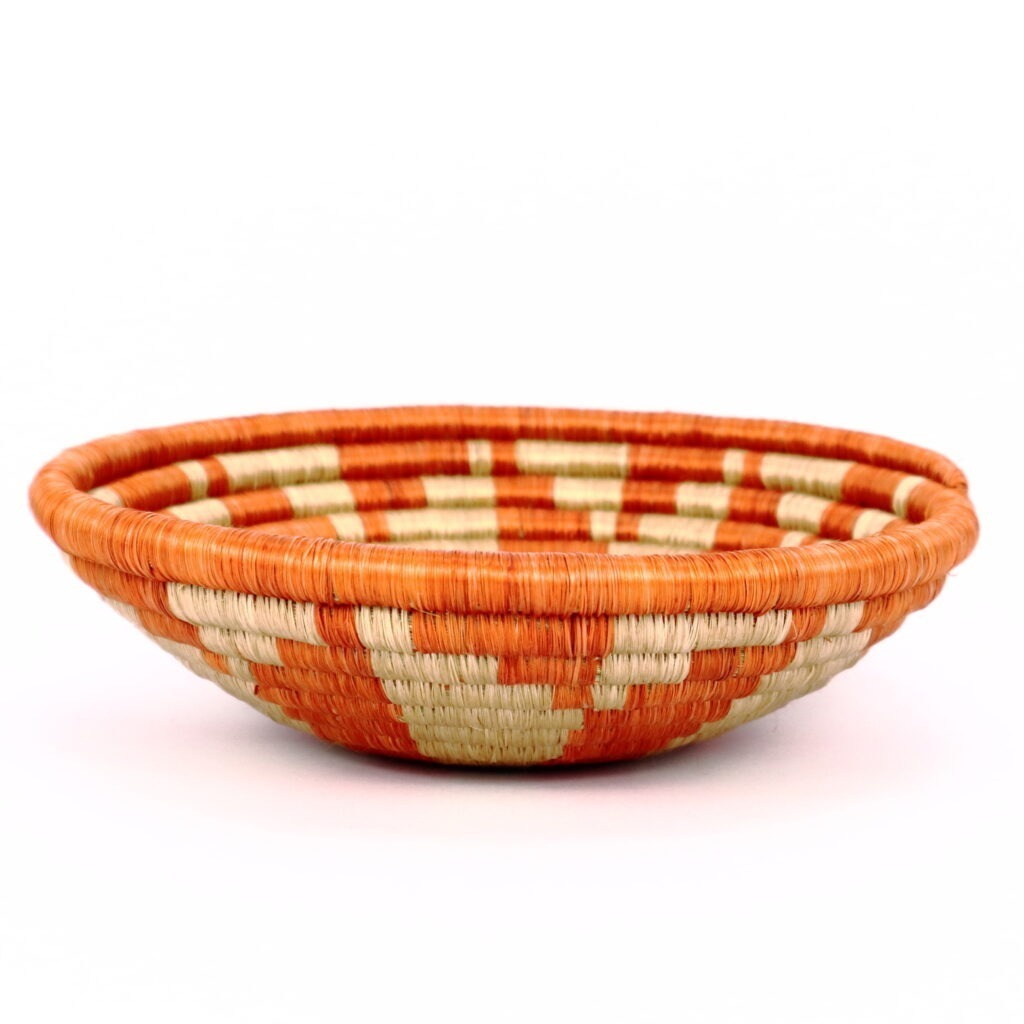Petit panier africain tissé beige orange #1
