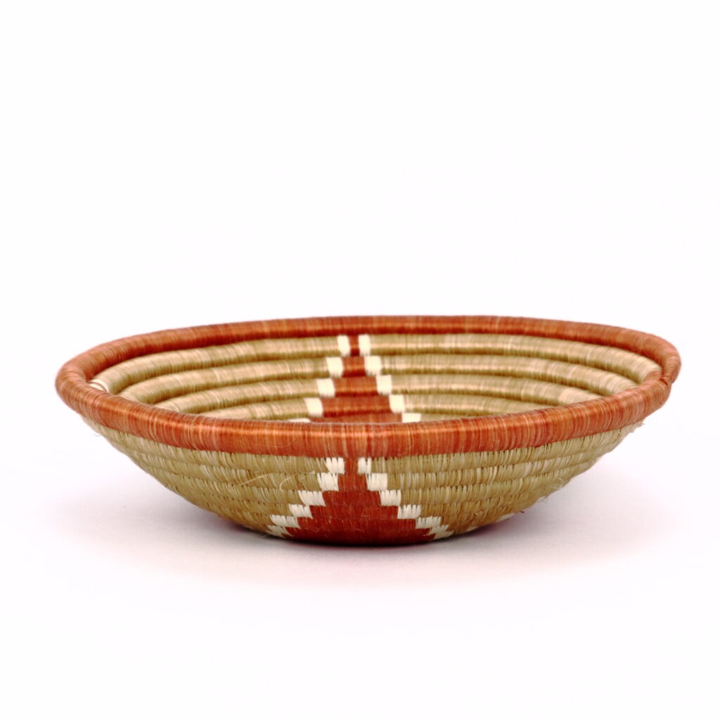 Petit panier africain tissé fleur beige orange #1