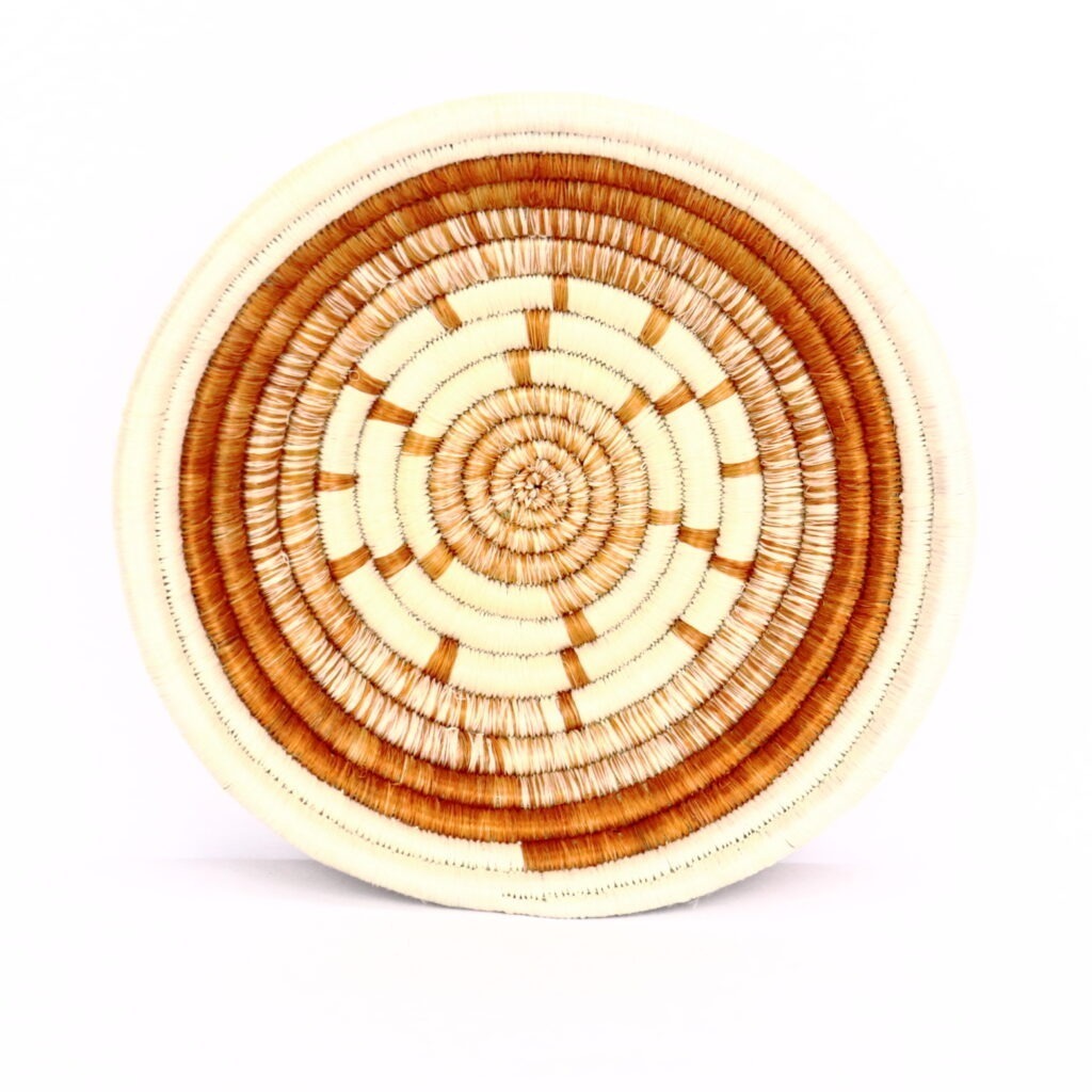 Petit panier africain tissé mix blanc orange #1