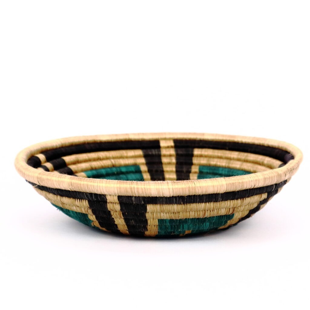 PETIT PANIER AFRICAIN TISSE VERT BEIGE #1