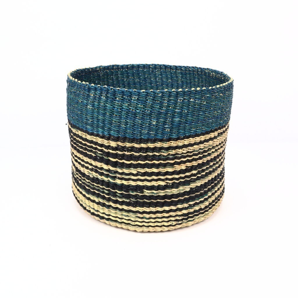 Petit panier bolga bicolore bleu naturel
