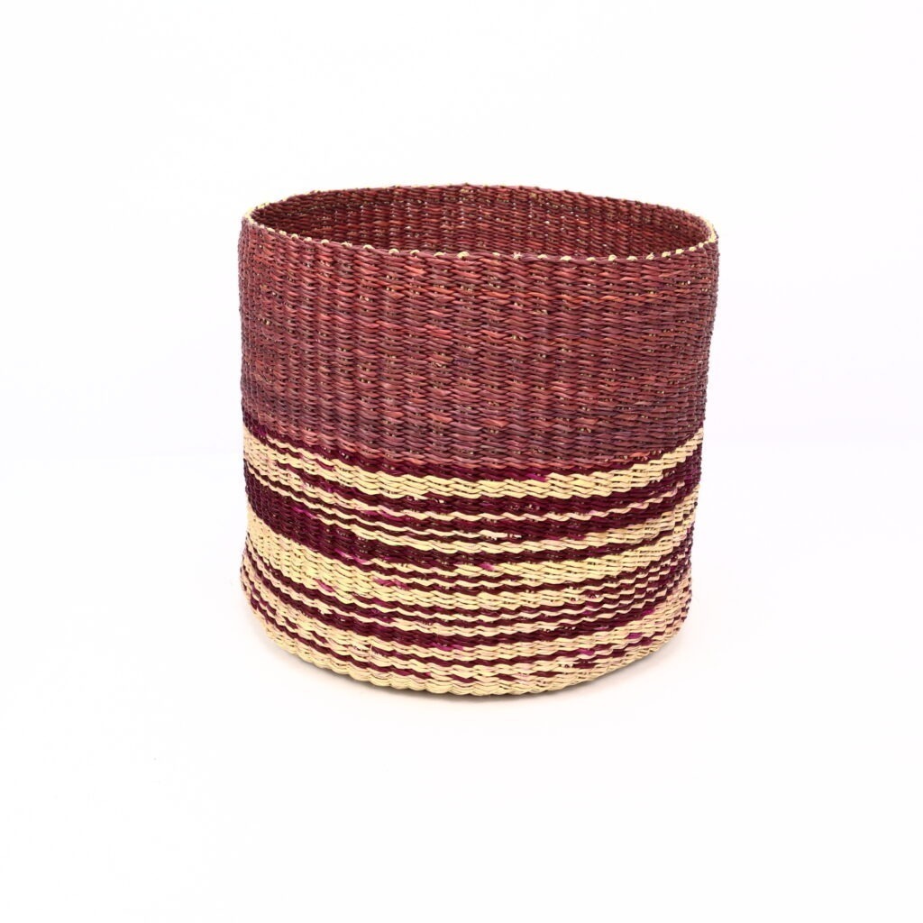 Petit panier bolga bicolore bordeaux naturel