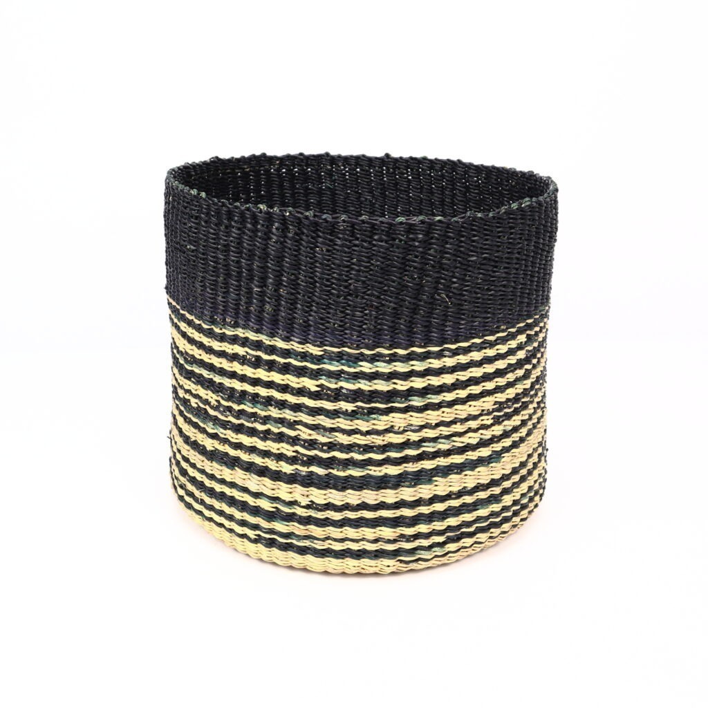 Petit panier bolga bicolore noir naturel
