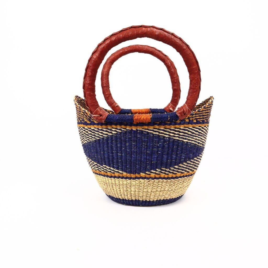Petit panier bolga mix orange bleu #1