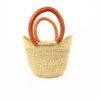 Petit panier bolga naturel avec anses en cuir orange #1