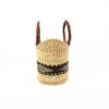 Petit panier bolga naturel avec bande noire cuir marron – Image 2