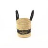 Petit panier bolga naturel avec bande noire cuir noir - Image 2