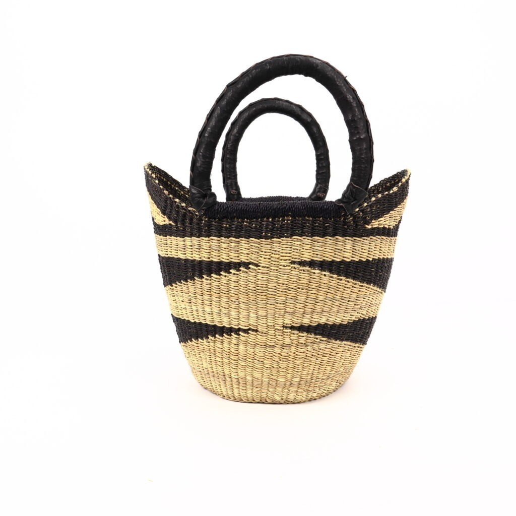 Petit panier bolga naturel avec triangles noir #1